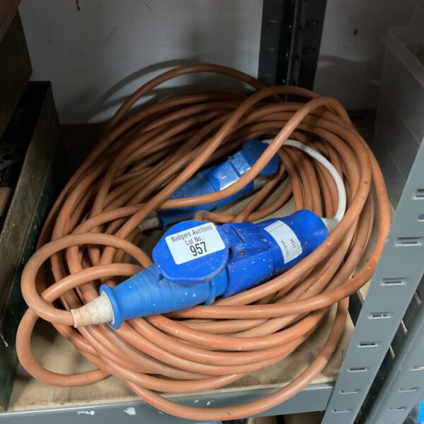 Blue caravan extension lead for camping and touring.