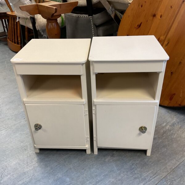 Pair of vintage bedside cabinets with painted finish.