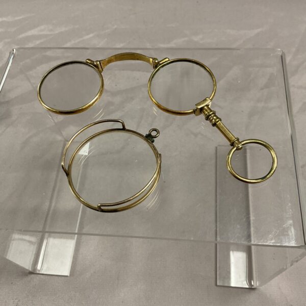 Antique Victorian lorgnettes and monocle with gold plating.