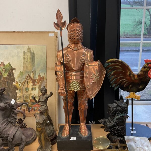Hand forged copper knight armour, a unique decorative sculpture.