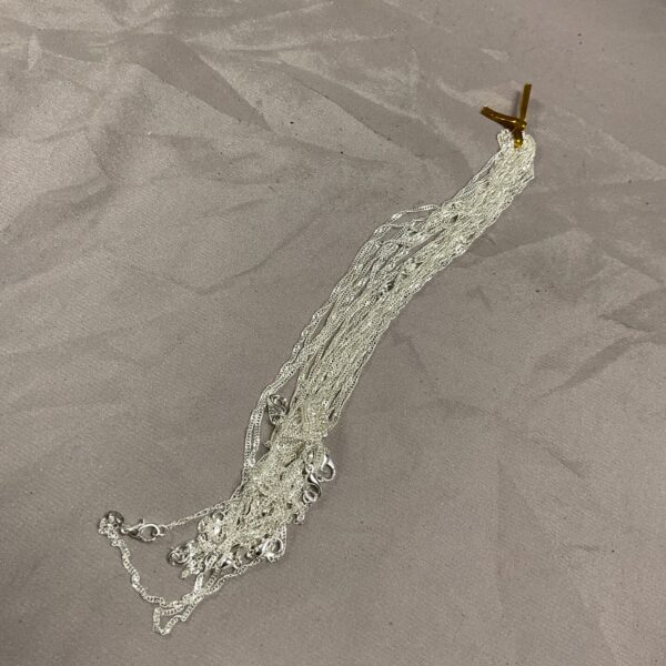 Lot of ten 925 silver necklaces with spring ring clasps.