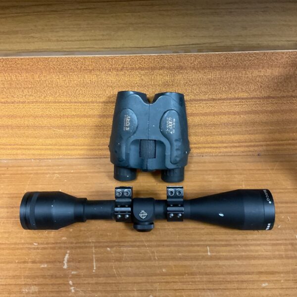 Deben rifle scope and zoom binoculars lot for sale.