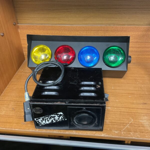 Vintage DJ disco lights including a Twister light for parties.