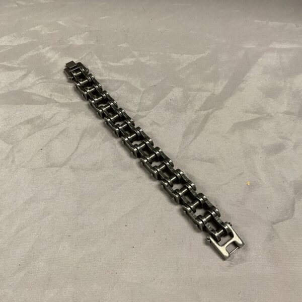 Stainless steel bike chain bracelet, unique jewellery design.