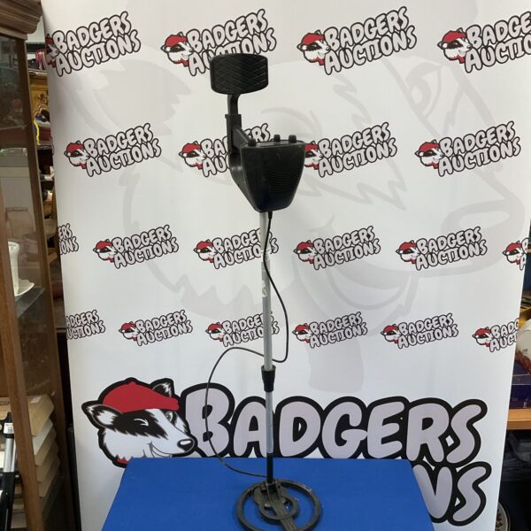 Used child’s metal detector for outdoor treasure hunting.