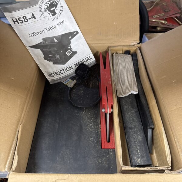 Performance Power HS8-4 table saw in original packaging.