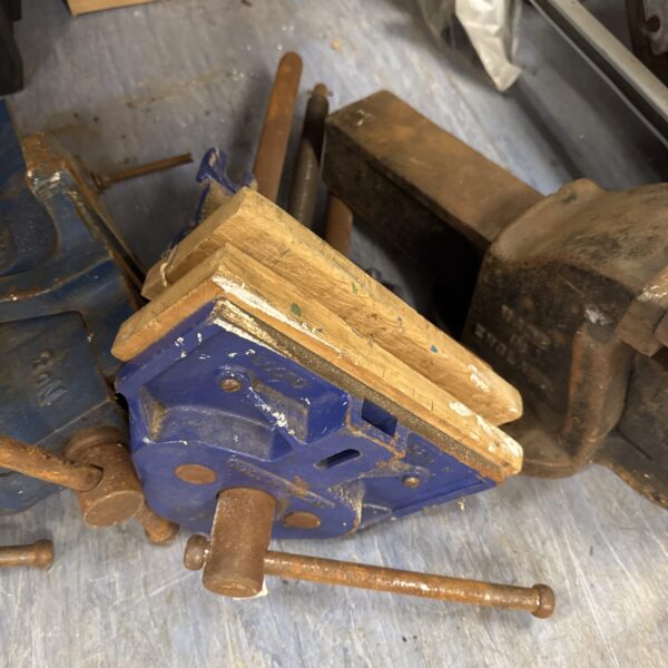 Blue Record 52 1/2 bench vice for woodworking and metalworking.