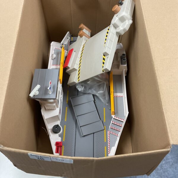 Vintage Playmobil airport set terminal section with check-in desks.