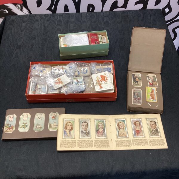 Vintage cigarette card lot, collectible tobacco cards, ephemera collection.