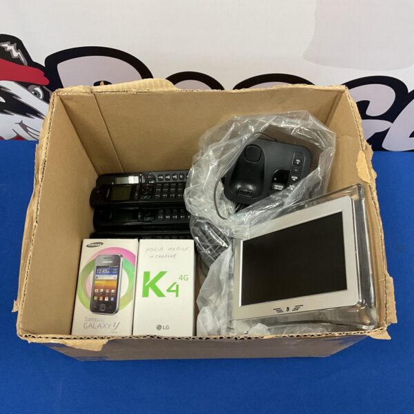 Mixed lot of mobile and house phones, including a Samsung.