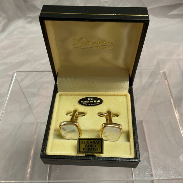 Vintage Stratton 22ct gold plated mother of pearl cufflinks.