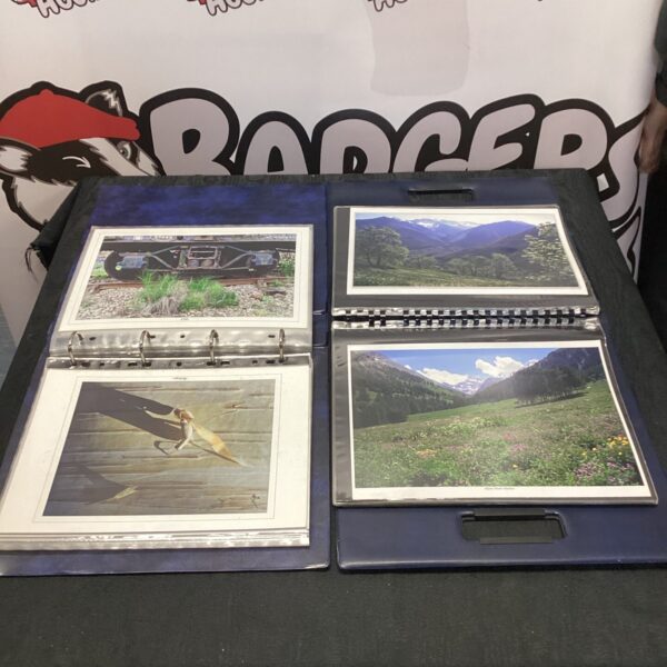 Vintage photograph collection in folders, candid snapshots.