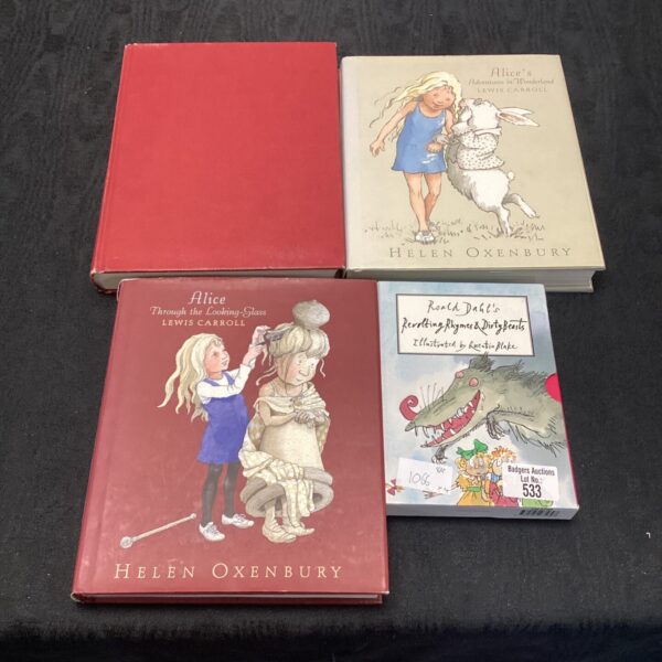 Vintage first edition Alice in Wonderland and Roald Dahl books.