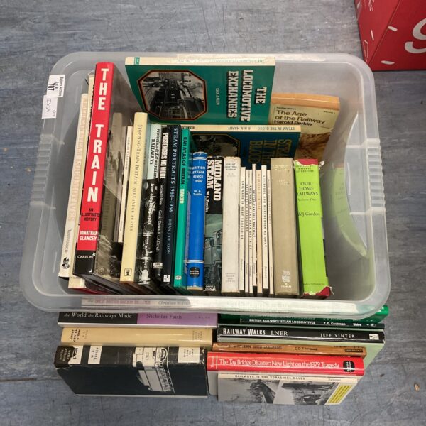 Vintage collection of railway books and literature.