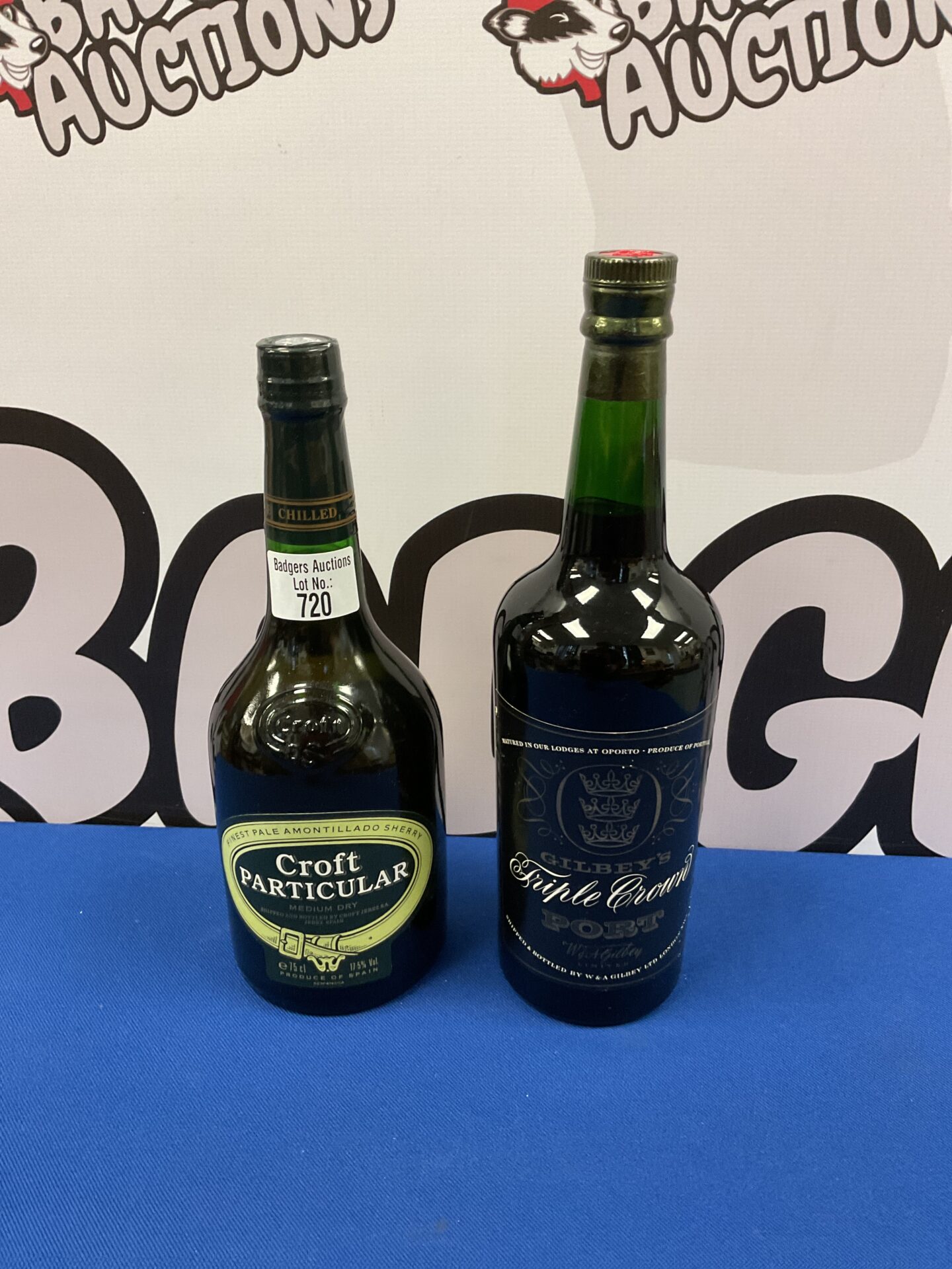 720 Bottle of croft particular sherry & gilbeys triple crown port