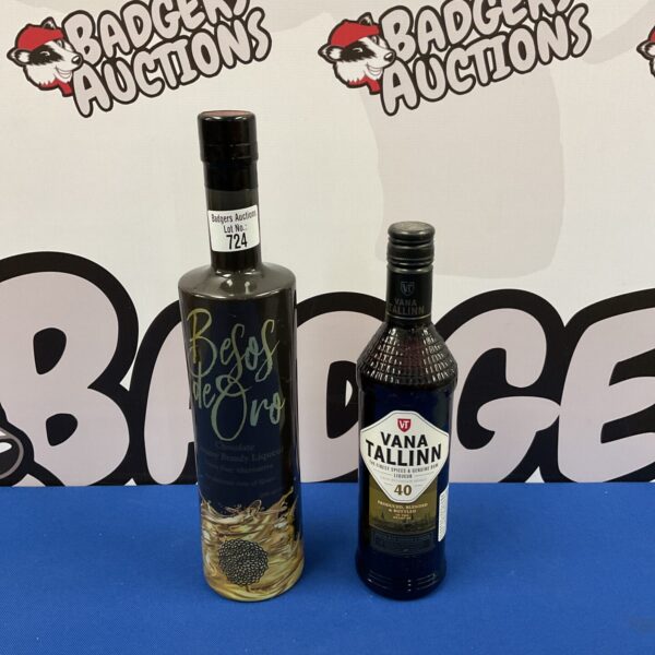 Vintage Besos de Oro and Vana Tallinn liqueur bottles for collectors.