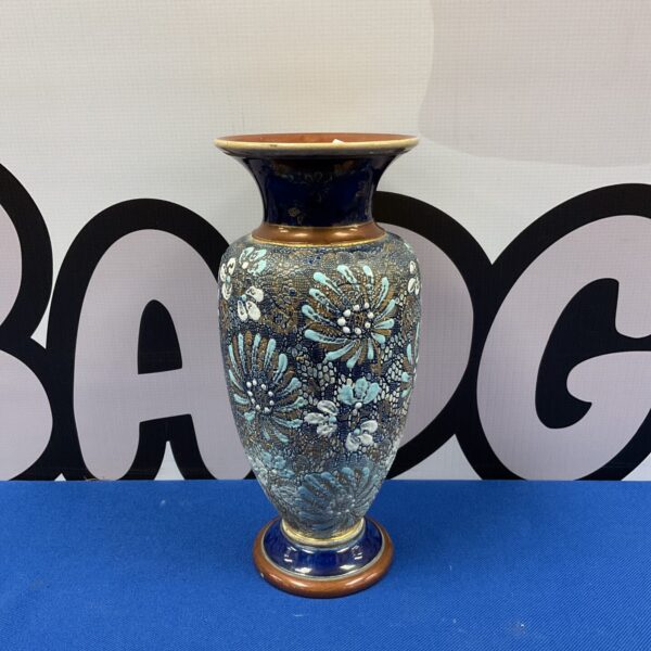 Antique Royal Doulton Lambeth Ware vase with floral decoration.