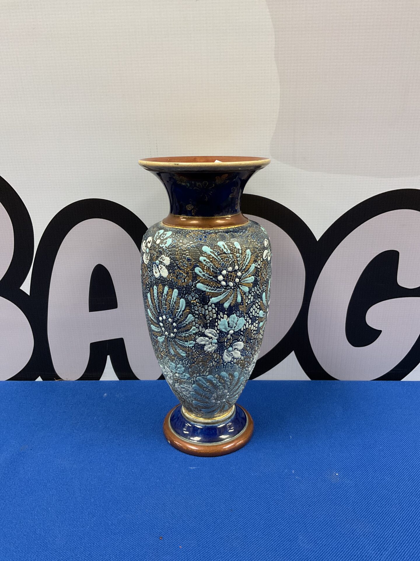 040 Antique royal doulton lambeth ware 8.5” vase