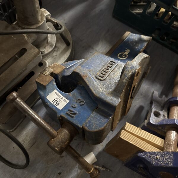 Vintage Record No3 bench vice for metalworking and workshop use.