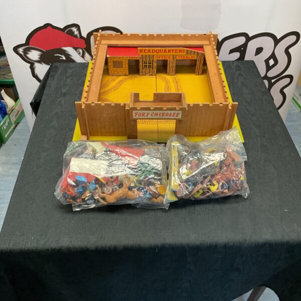 Vintage Fort Cherokee playset with detailed fort structure.