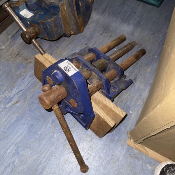 Vintage Record Model 52 woodworking bench vice for workshop use.