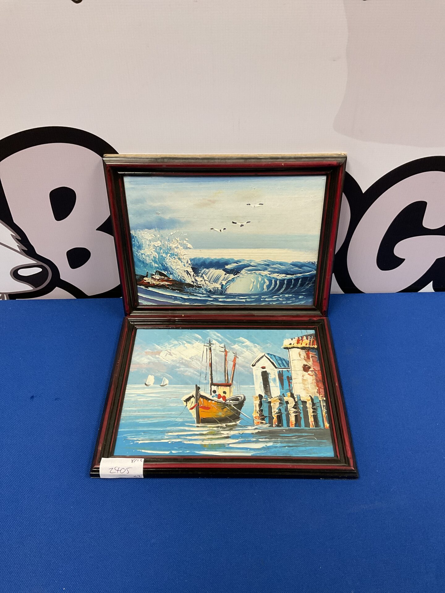 682 Small seascape & coastal scene with fishing boat oil paintings