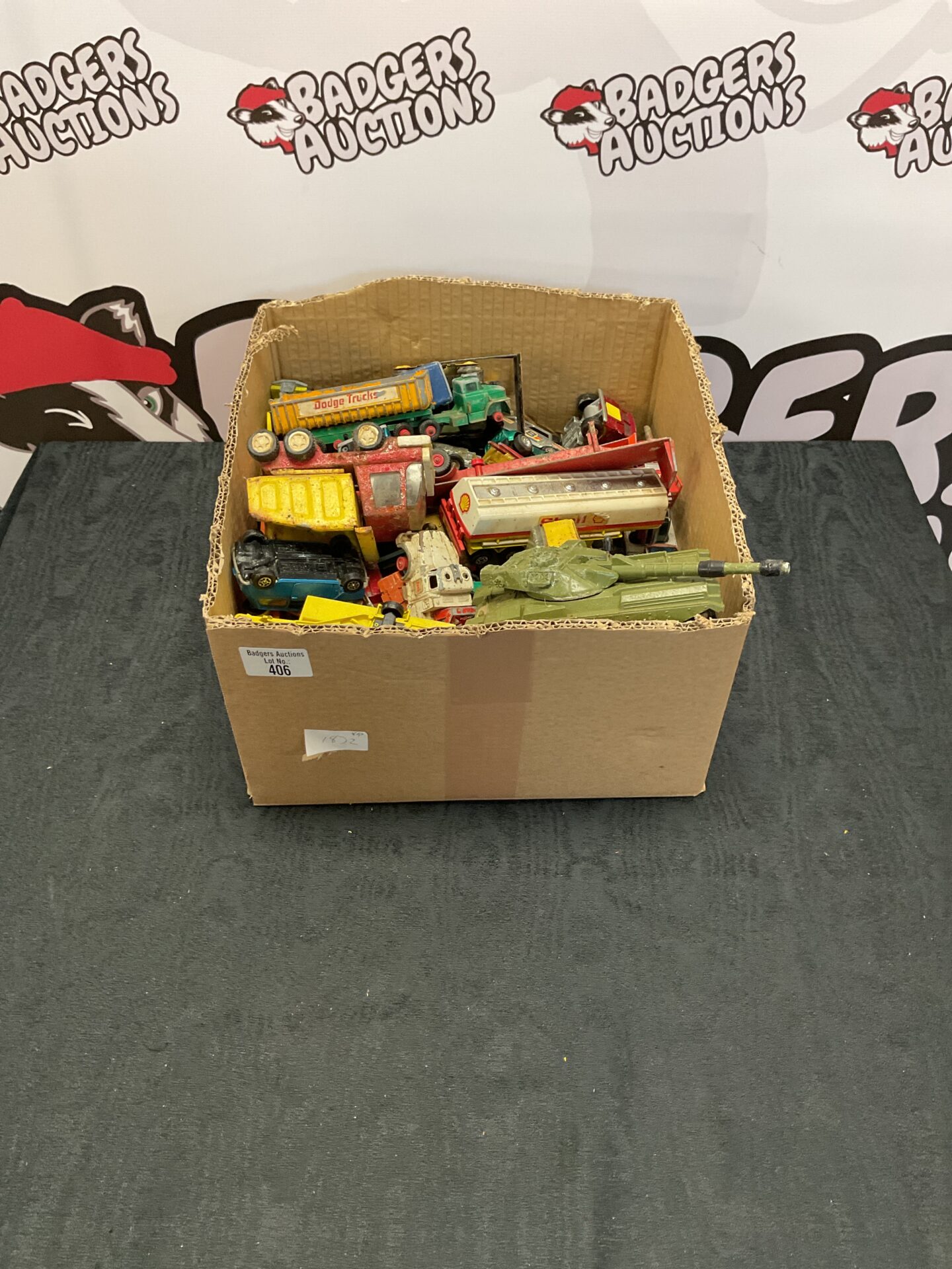 406 Box of mixed diecast models inc corgi, dinky and matchbox