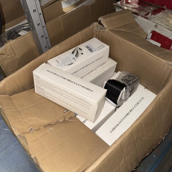 Box of pregnancy seat belt extenders for car safety.