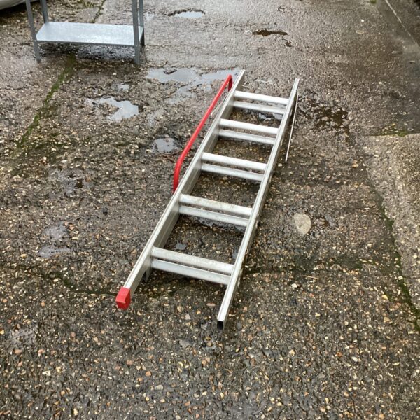 Silver aluminium loft ladder with folding steps.