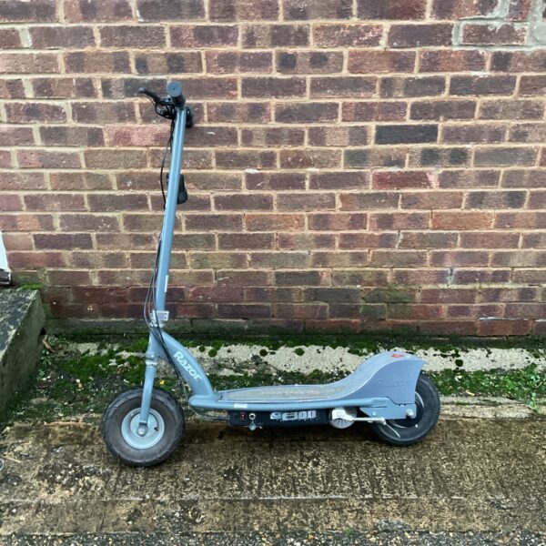 Blue Razor E200 electric scooter for kids and recreational use.