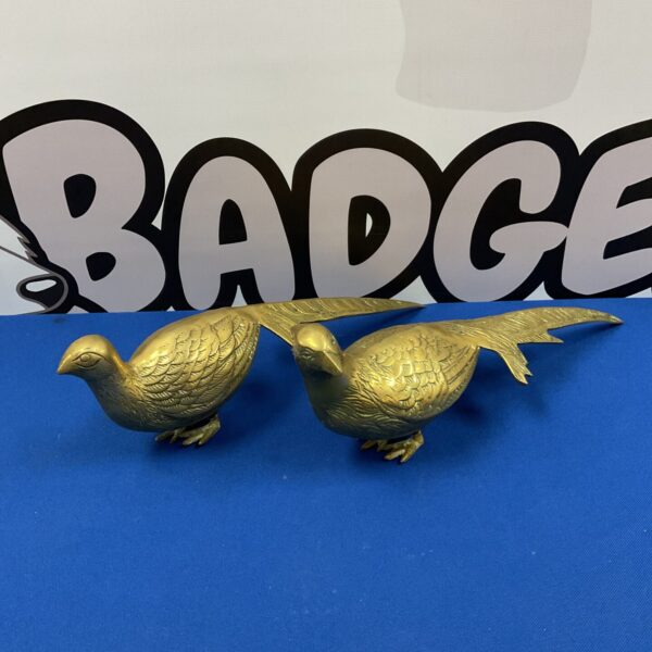 Vintage brass pheasant pair, detailed animal sculpture for collectors.