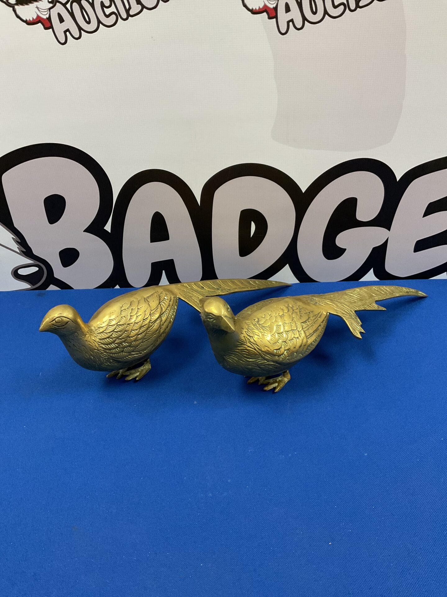 050 Pair of vintage brass pheasants