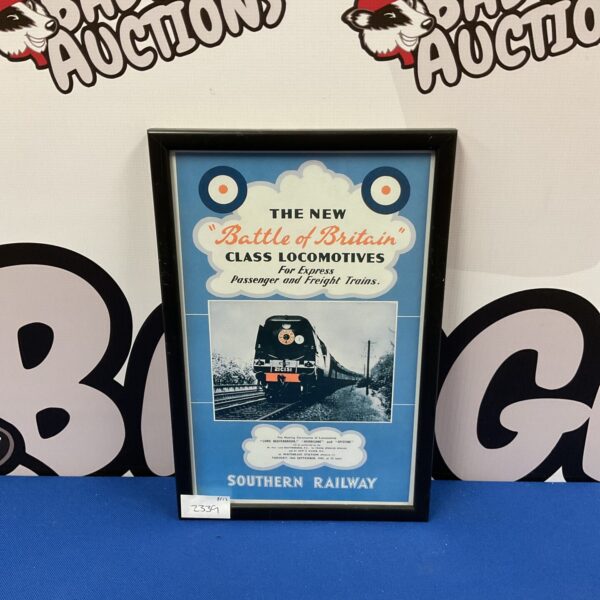 Framed print of a British Railways Battle of Britain Class steam locomotive.