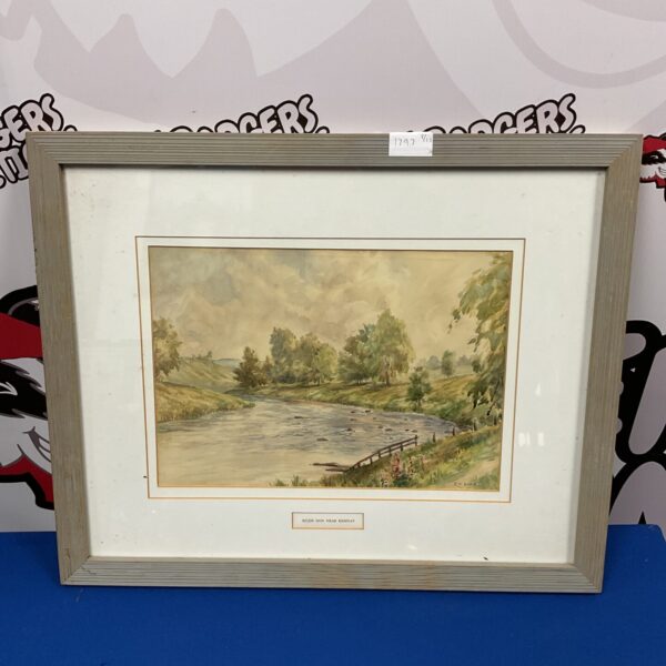 Watercolour painting of the River Don near Kemnay by R Meadie.