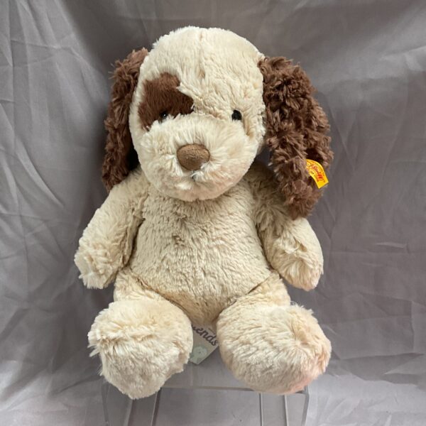 Soft Steiff Cuddly Dog plush toy with tags.