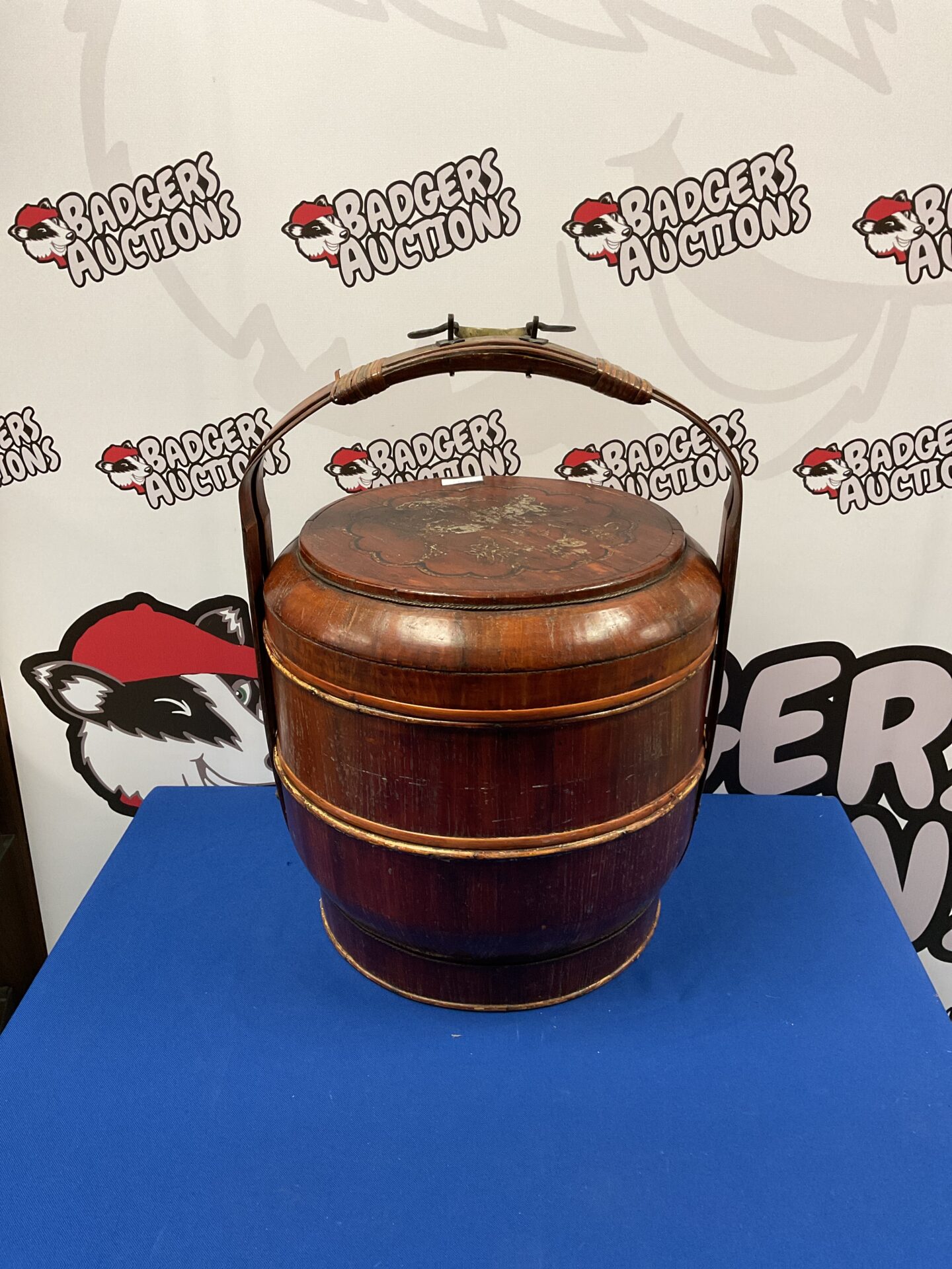 801 Vintage Chinese bamboo picnic basket