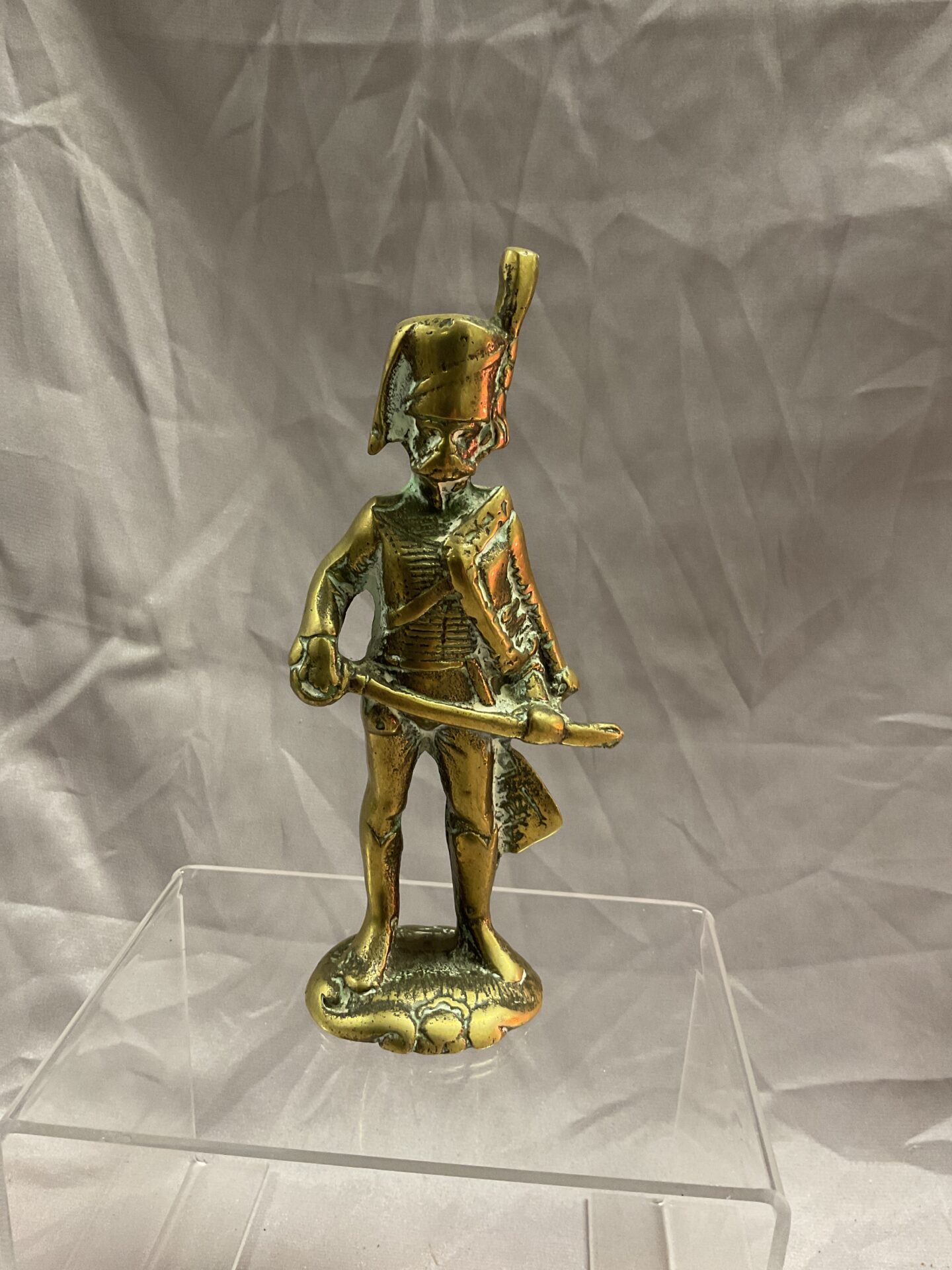 829 Vintage solid brass napoleonic 6” hussar figure