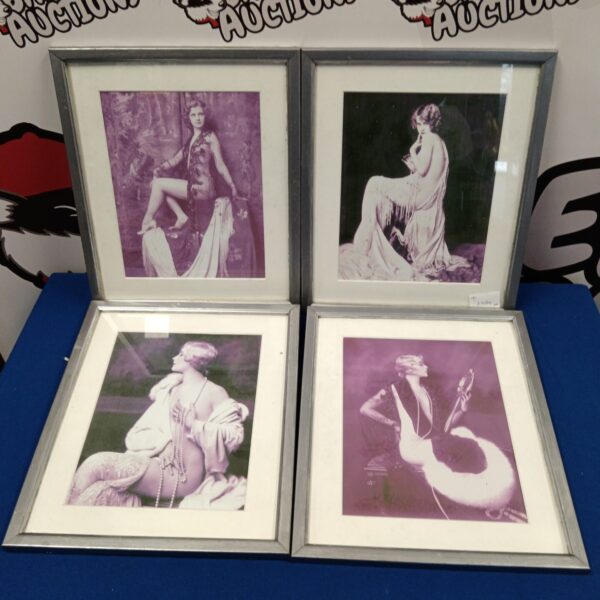 Vintage flapper girl print in a decorative frame, 1920s style.