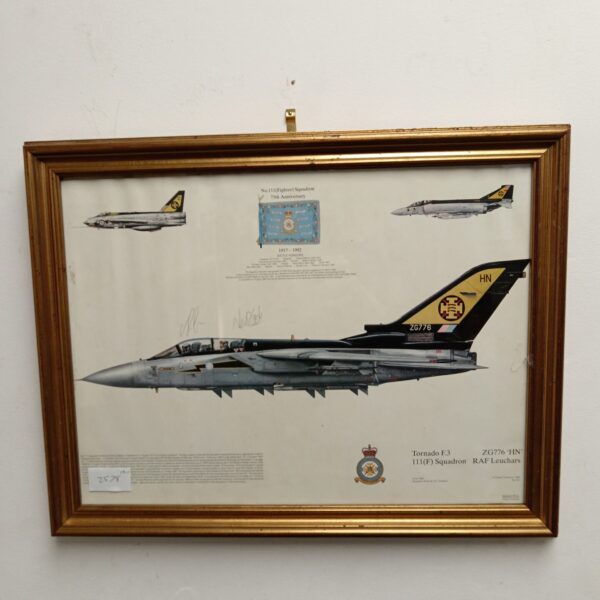 Signed 111 Squadron Tornado F3 print, RAF aviation art collectable.
