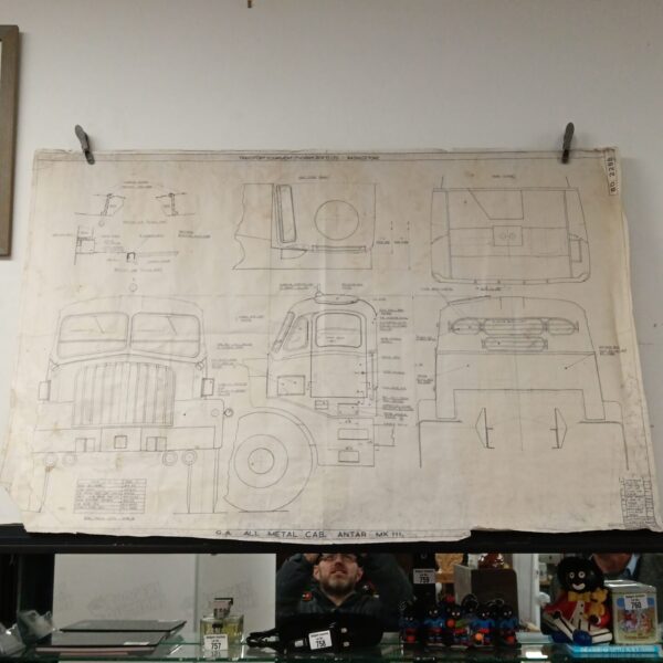 Detailed Antar MK3 production drawing, vintage automotive blueprint.