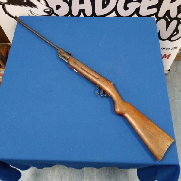 Vintage Haenel Mod 1 air rifle with wooden stock.