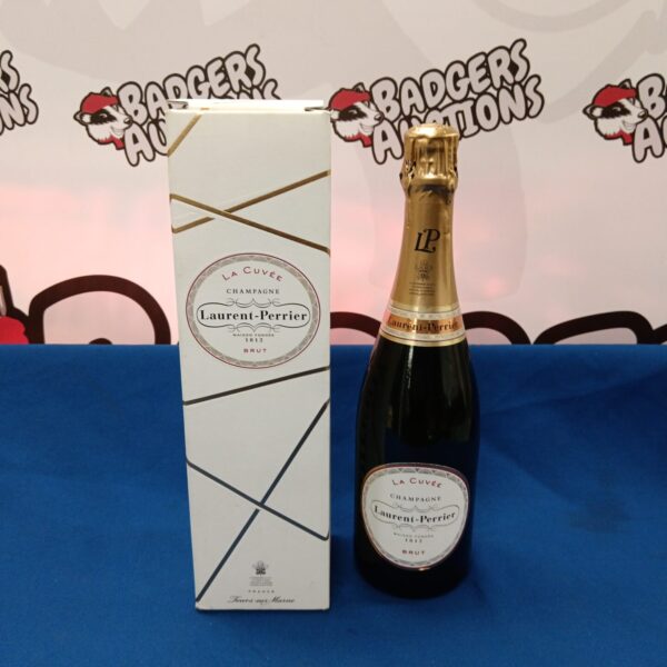 Bottle of Laurent Perrier La Cuvee champagne, a classic French sparkling wine.