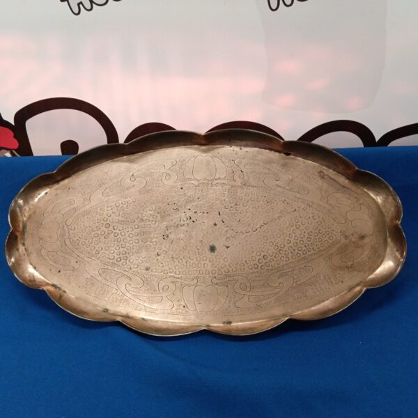 Antique J & F Pool copper tray with embossed design.
