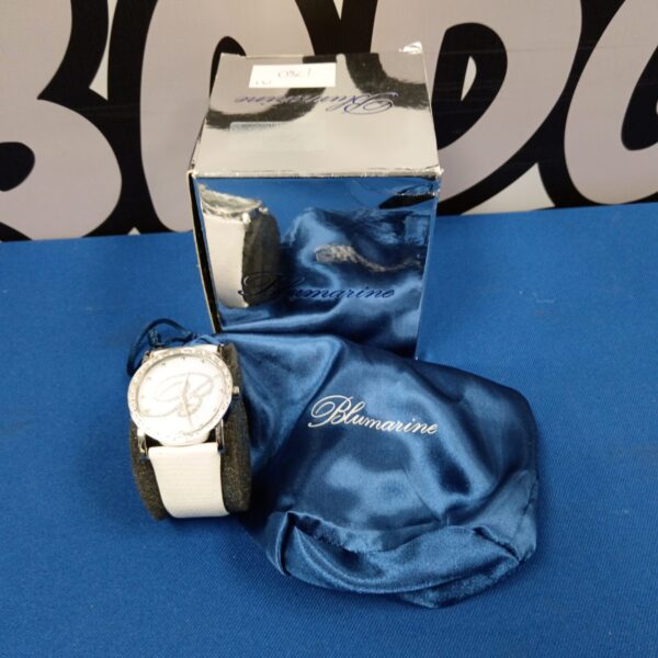 Front view of a stainless steel Blumarine ladies watch.