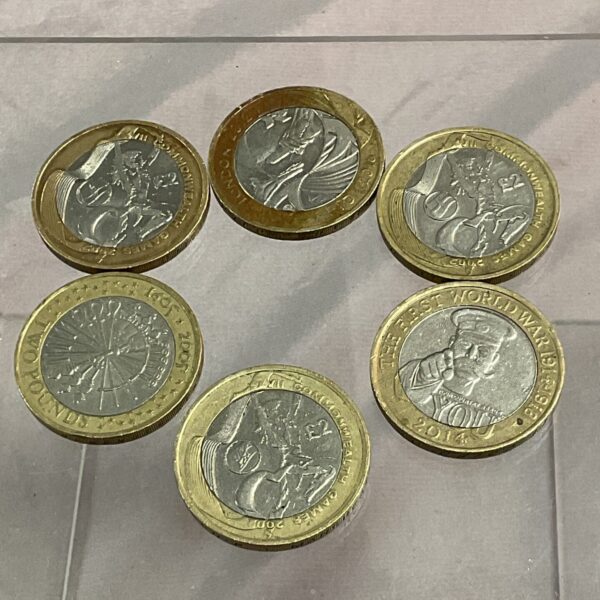 Lot of six 2002 Commonwealth Games £2 coins from England, Northern Ireland & Wales.
