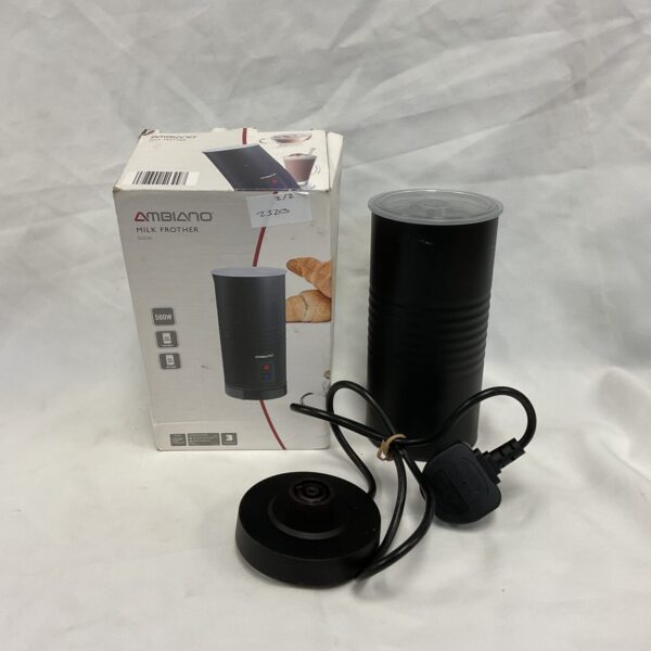 Black Ambiano electric milk frother for frothing milk at home.