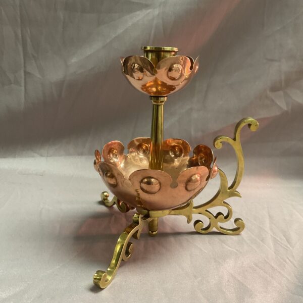 Antique Arts and Crafts copper and brass chamberstick, 1890s style.