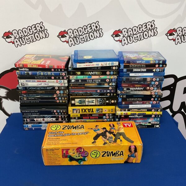 DVD and Blu-ray bundle including Zumba Fitness discs.