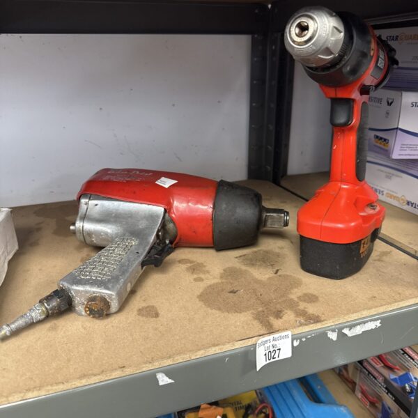 Black & Decker cordless drill and blue point impact wrench set.