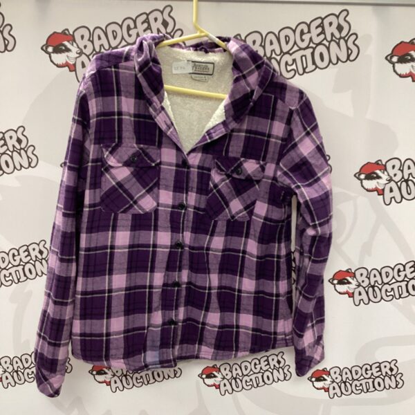 Purple Boston Traders fleece jacket size medium, casual outerwear.